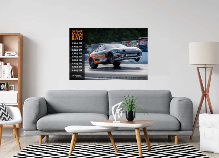 grannas Racing orange man bad supra poster wall garage art